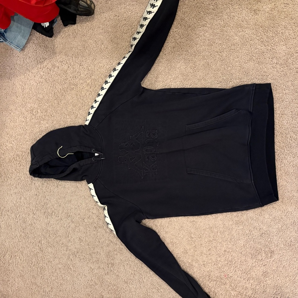 Black Hoodie with White Patterned Sleeves